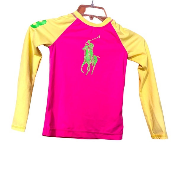 Girls Ralph Lauren polo pink swim rashguard size 6X top - Picture 1 of 3